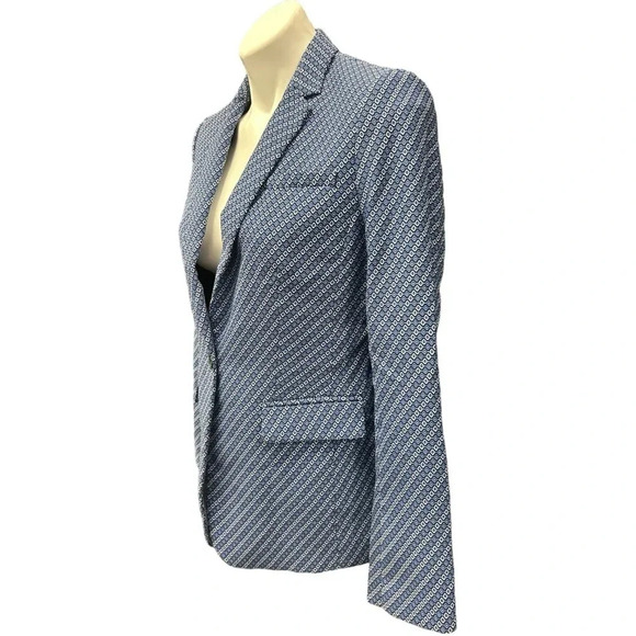 Banana Republic Geometric Blue Black White Blazer Jacket Business Career Preppy - Picture 3 of 10